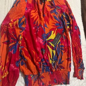 Tracy Evans Colorful Leaf Print Blouse